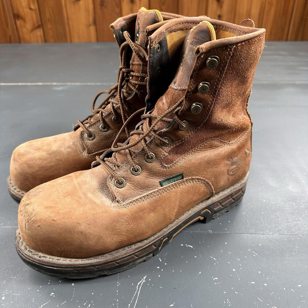Georgia Boot 8" Diamond Trax Waterproof Work Boots Brown Steel Toe Men 10.5M